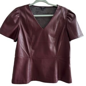 Ann Taylor Petite Plum Leather Top